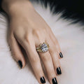 Anillo Plata 9.25 baño Oro 18k piedras zirconia Size #9 Alta Calidad