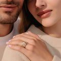 Anillo con piedras  en Zirconia  Oro  Laminado 14K, Alta  Calidad. Size # 6,7,8