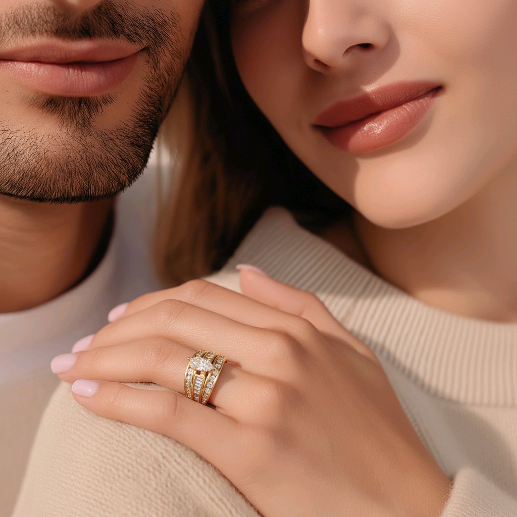 Anillo con piedras  en Zirconia  Oro  Laminado 14K, Alta  Calidad. Size # 6,7,8