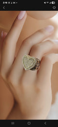 Anillo  corazón  Oro 14K, piedras  en  Zirconia  para Lucir  con  Elegancia