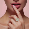 Anillo Trebol  Giratorio  en Oro  Laminado 14K, Ajustables de Alta  Calidad