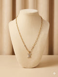 Necklace  C/ Dije Lv piedras  zirconia  Oro 14K Size #20