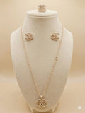 SET " CC "Cadena Dije,Anillo, Aretes  Oro 14K  en piedras  zirconia  Size # 22 Anillo Size # 6